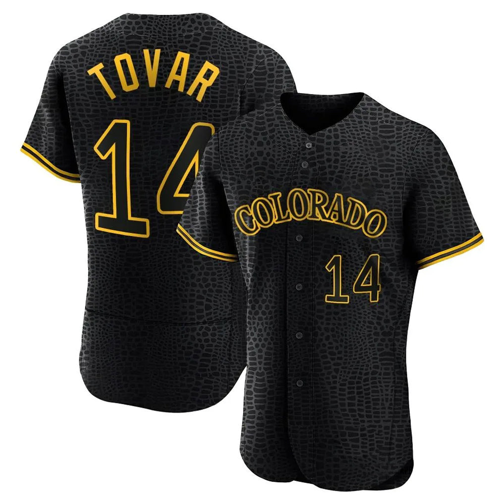 Colorado Rockies #14 Ezequiel Tovar Player Black HeidiMiller Snake Skin City Limited Elite Home Stitched Jerseys