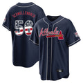 Atlanta Braves #56 Spencer Schwellenbach Player Navy HeidiMiller USA 250 Fourth Of July Limited Home Game Stitched Jerseys