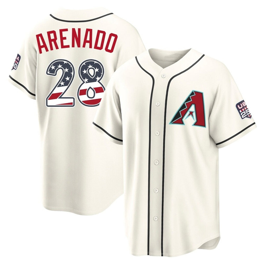 Arizona Diamondbacks #28 Nolan Arenado Player Cream HeidiMiller USA 250 Fourth of July Home Game Stitched Jerseys