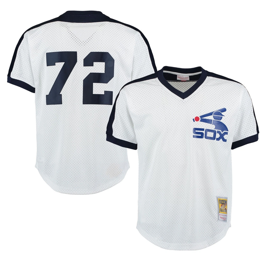Chicago White Sox #72 Carlton Fisk Player White HeidiMiller Mitchell & Ness Cooperstown Collection Mesh Game Stitched Jerseys