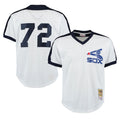 Chicago White Sox #72 Carlton Fisk Player White HeidiMiller Mitchell & Ness Cooperstown Collection Mesh Game Stitched Jerseys