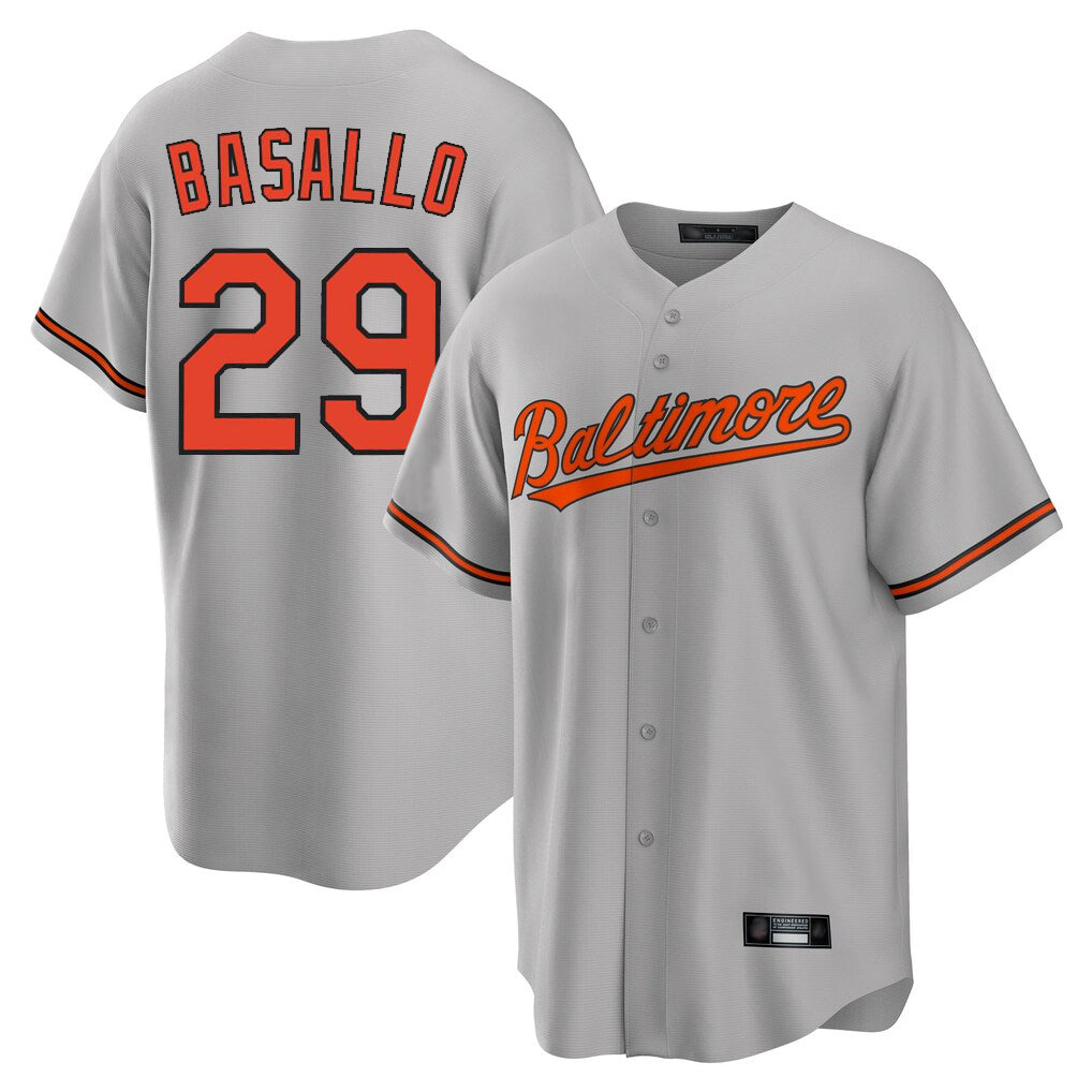 Baltimore Orioles #29 Samuel Basallo Player Gray HeidiMiller Home Game Stitched Jerseys