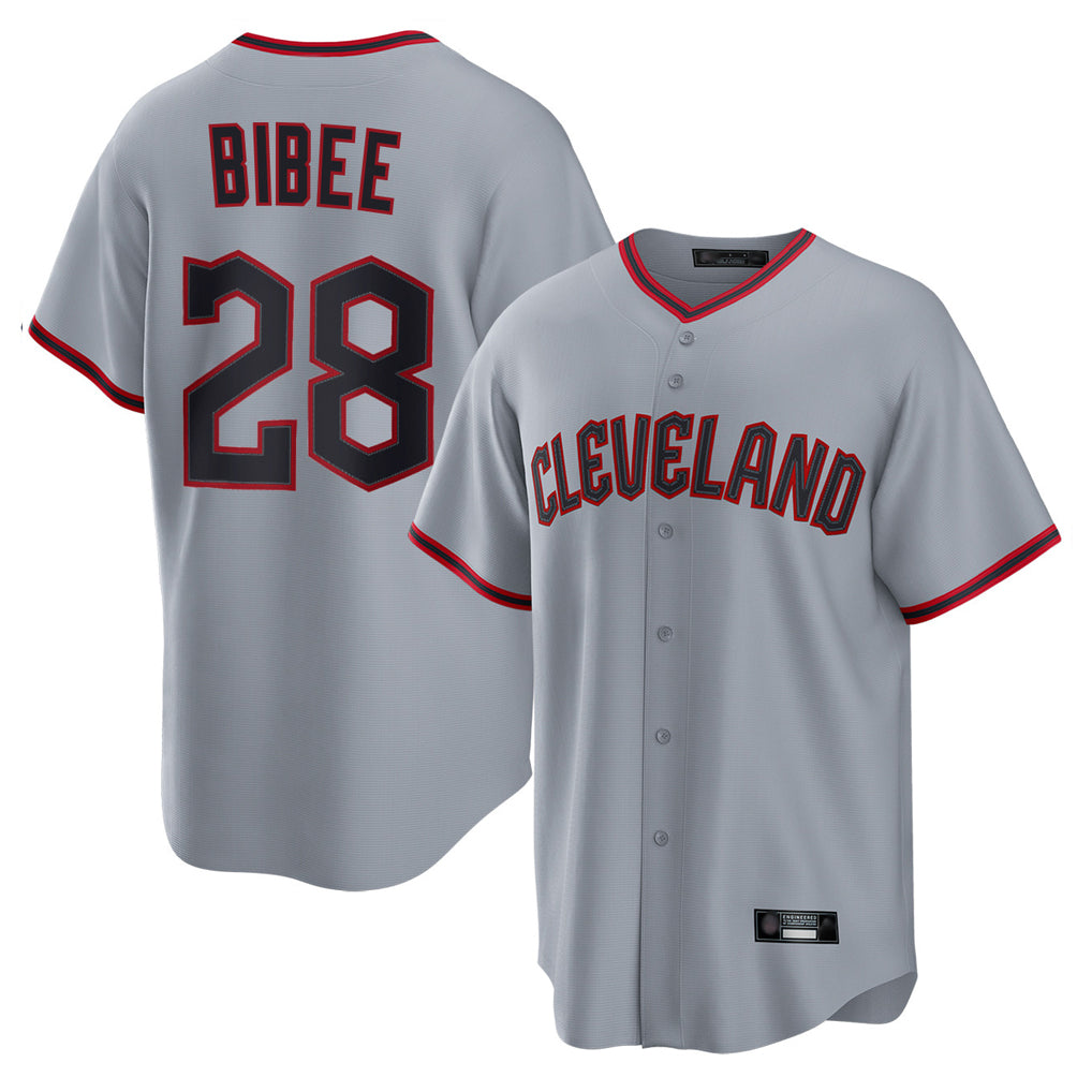 Cleveland Guardians #28 Tanner Bibee Player Gray HeidiMiller Home Game Stitched Jerseys