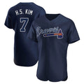 Atlanta Braves #7 Ha-Seong Kim Player Navy HeidiMiller Alternate Limited Elite Home Game Stitched Jerseys