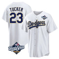 Los Angeles Dodgers #23 Kyle Tucker Player Gold White HeidiMiller World Series 2026 Collection Stadium Game Stitched Jerseys