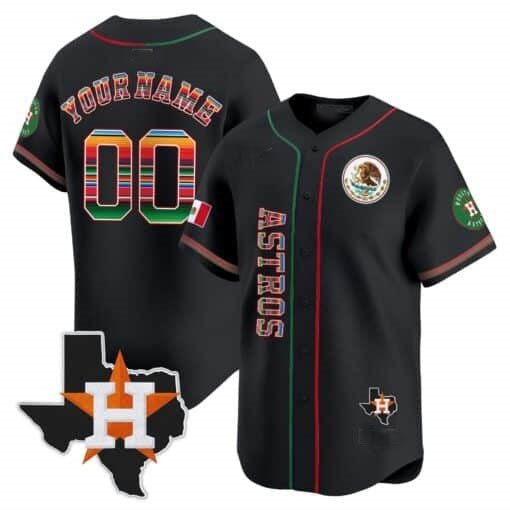 Custom Houston Astros Mexico Vapor Premier Limited Jersey V4 ¨C Black HeidiMiller