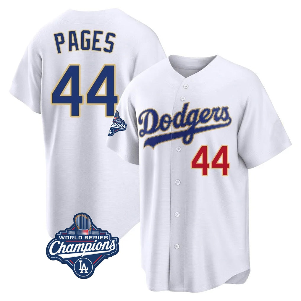 Los Angeles Dodgers #44 Andy Pages Player Gold White HeidiMiller World Series Meet 2026 Collection Stadium Limited Stitched Jerseys