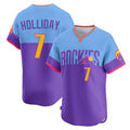 Colorado Rockies #7 Matt Holliday Player Purple-Light Blue HeidiMiller City Connect Limited Home T-shirt Stitched Jerseys