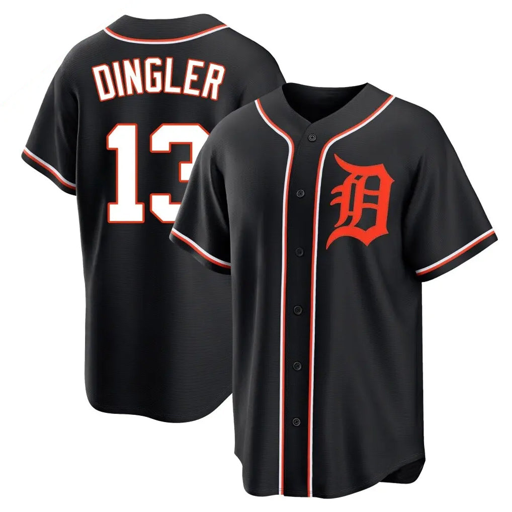 Detroit Tigers #13 Dillon Dingler Player Black HeidiMiller Fashion Out Home Game Stitched Jerseys