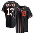 Detroit Tigers #13 Dillon Dingler Player Black HeidiMiller Fashion Out Home Game Stitched Jerseys