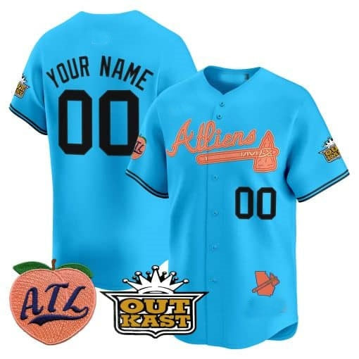 Custom Atlanta Braves Atliens & Peach Vapor Premier Limited Jersey ¨CBlue HeidiMiller