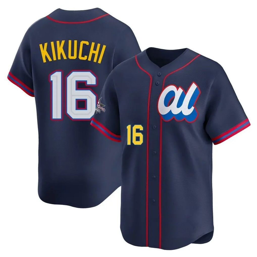 Los Angeles Angels #16 Yusei Kikuchi Player Navy HeidiMiller Limited American League All-Star Edition Stitched Jerseys
