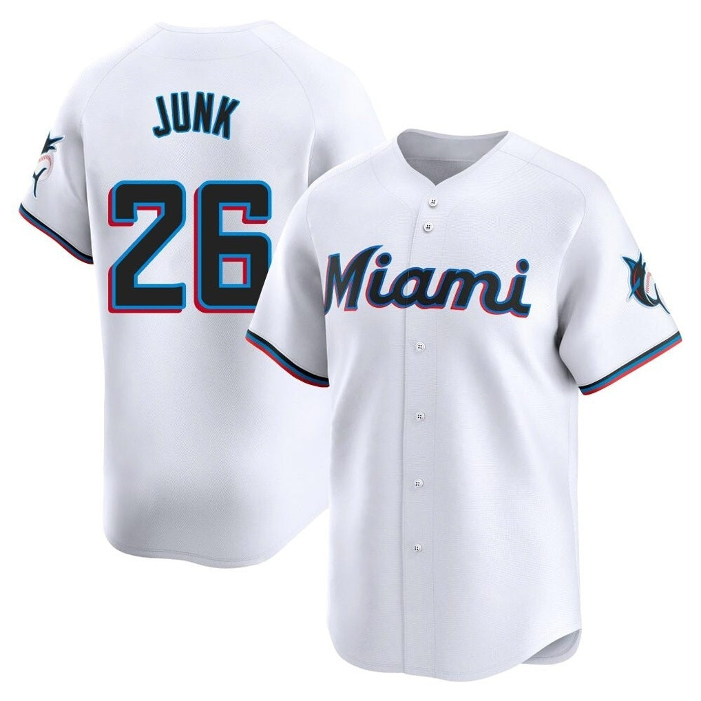 Miami Marlins #26 Janson Junk Player White HeidiMiller Home Limited Stitched Jerseys