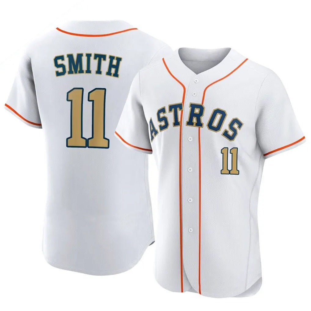 Houston Astros #11 Cam Smith Player Gold HeidiMiller Collection Limited Elite Home Stitched Jerseys