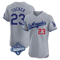 Los Angeles Dodgers #23 Kyle Tucker Player Gray HeidiMiller World Series Meet Limited Elite Home Stitched Jerseys