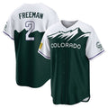 Colorado Rockies #2 Tyler Freeman Player Green HeidiMiller City Connect Home Game Stitched Jerseys