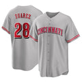 Cincinnati Reds #28 Eugenio Su¨¢rez Player Gray HeidiMiller Home Game Stitched Jerseys
